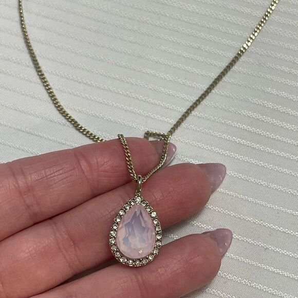 Givenchy pave & stone pear pink pendant necklace - Picture 3 of 6